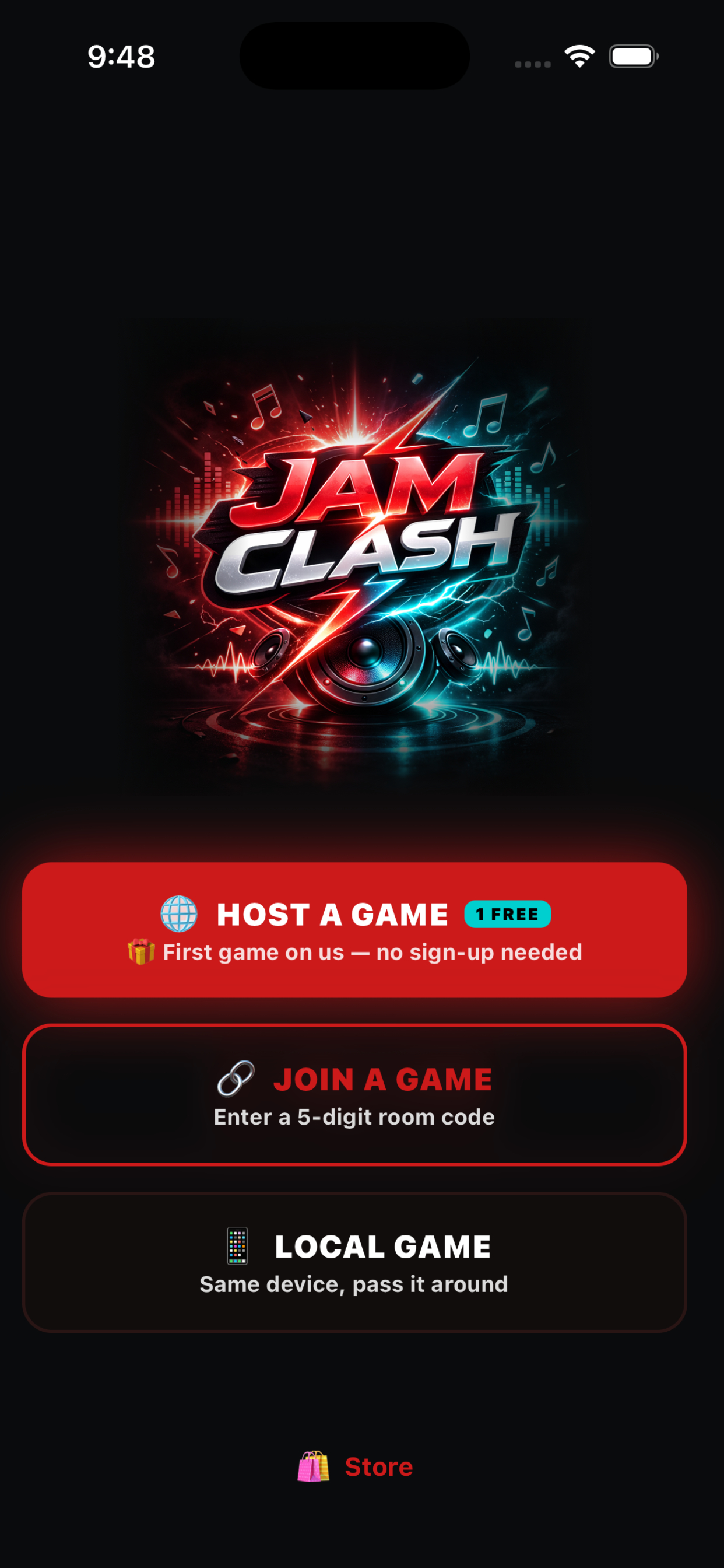 Jam Clash home screen